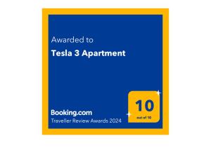 a sign that reads awarded to tisa apartment at Tesla 3 Apartment in Novi Sad