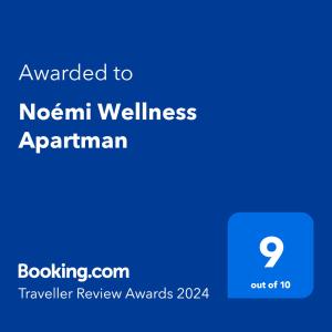 Certificat, premi, rètol o un altre document de Noémi Wellness Apartman