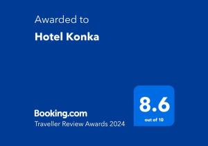 Сертификат, награда, вывеска или другой документ, выставленный в Hotel Konka