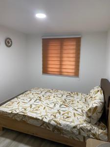 1 cama en un dormitorio con ventana en Bibex Komplex en Gornje Međurovo