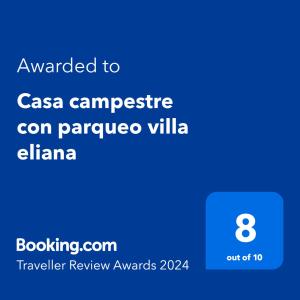 a screenshot of a cell phone with the text awarded to casa campinas convention at Casa campestre con parqueo villa eliana in Calarcá