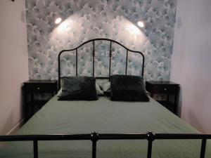 een bed met twee kussens in een slaapkamer bij Très beau studio quartier Cathédrale bord de Loire in Tours