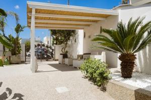 une maison blanche avec un palmier dans une cour dans l'établissement Biancaleuca Rooms & Suite, à Leuca