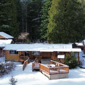 Waterfront Cabin at White Pass, Mt. Rainier v zimě