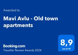 Sijil, anugerah, tanda atau dokumen lain yang dipamerkan di Mavi Avlu - Old town apartments