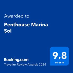 a screenshot of a phone with the text awarded to pennington marina sql at Penthouse Marina Sol in Madalena do Mar