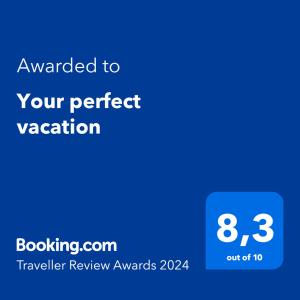 Сертификат, награда, табела или друг документ на показ в Your perfect vacation