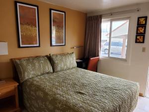 une chambre d'hôtel avec un lit et une fenêtre dans l'établissement Budget Inn Durango, à Durango