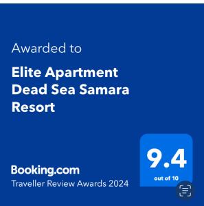 Сертификат, награда, вывеска или другой документ, выставленный в Dead Sea view Elite apartment Samara Resort traveler award 2024