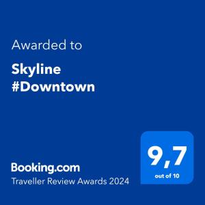 a blue screen with the text awarded to skyline downtown at Skyline #Downtown in Civitavecchia