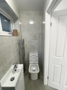 a bathroom with a toilet and a sink at Cloud Green apartment in Canley