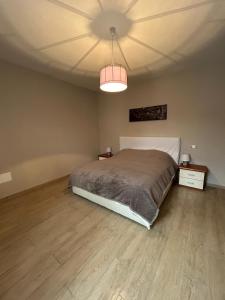 a bedroom with a bed and a ceiling with a light at Casa delle farfalle in Alberoro