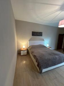 a bedroom with a large bed and two night stands at Casa delle farfalle in Alberoro