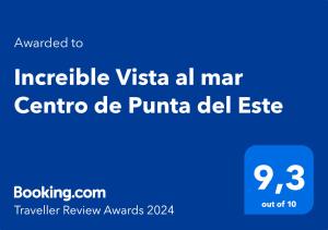 a blue rectangle with the words incredible vista all mar centric de punma at Increible Vista al mar Centro de Punta del Este in Punta del Este