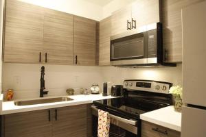 a kitchen with a sink and a stove top oven at Apt 6 Miami Designer Studio in the Upper East-Side in Miami