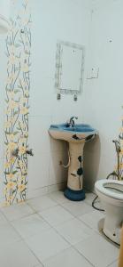 La salle de bains est pourvue d'un lavabo et de toilettes. dans l'établissement Hotel Kashmir Heaven, à Srinagar