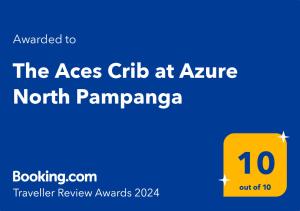 Certifikát, ocenenie alebo iný dokument vystavený v ubytovaní The Aces Crib at Azure North Pampanga