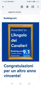 una captura de pantalla de un sitio web con una imagen en un marco en L'Angolo dei Cavalieri, en Pisa