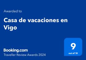 Сертификат, награда, вывеска или другой документ, выставленный в Casa de vacaciones en Vigo