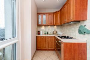 Virtuvė arba virtuvėlė apgyvendinimo įstaigoje Zielona Nowa Huta Apartment