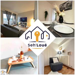 un collage de fotos de una sala de estar y una casa de venta en Paul Bert Seh’Loué en Saint-Brieuc