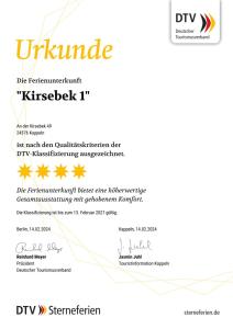 Certifikát, hodnocení, plakát nebo jiný dokument vystavený v ubytování Apartments Kirsebek