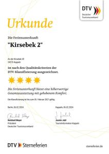 Certifikát, hodnocení, plakát nebo jiný dokument vystavený v ubytování Apartments Kirsebek