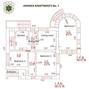 Půdorys ubytování Japandi apartamentai