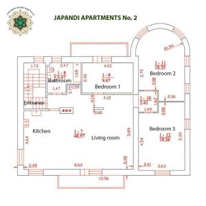 Půdorys ubytování Japandi apartamentai