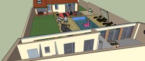 una ilustración de una casa con piscina en Villa Des Plages- Piscine et spa privatifs-14pers, en Olonne-sur-Mer