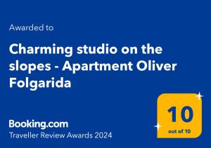 Sertifikatas, apdovanojimas, ženklas ar kitas apgyvendinimo įstaigoje Charming studio on the slopes - Apartment Oliver Folgarida matomas dokumentas