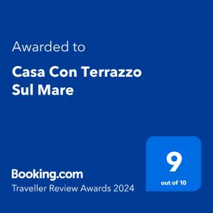 תעודה, פרס, שלט או מסמך אחר המוצג ב-Casa Con Terrazzo Sul Mare