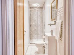 a bathroom with a shower and a toilet and a sink at Pass the Keys Contemporary Flat City Centre in Lincoln