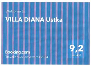 Znak z napisem "Villa drama usa" na nim w obiekcie VILLA DIANA Ustka w Ustce