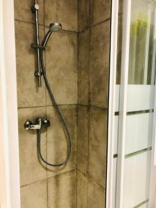 eine Dusche mit Duschkopf im Bad in der Unterkunft PERE LACHAISE - MONTMARTRE Paris centre in Paris