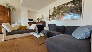 sala de estar con 2 sofás y sofá en Appartement avec terrasse, en Saint-Denis