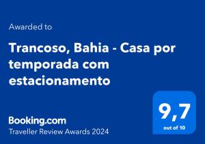 een screenshot van een mobiele telefoon met de woorden transosico bahia bij Trancoso, Bahia - Casa por temporada com estacionamento in Trancoso