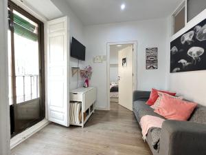 - un salon avec un canapé et une fenêtre dans l'établissement Ile Aina Exterior Nuevo Peña, à Madrid