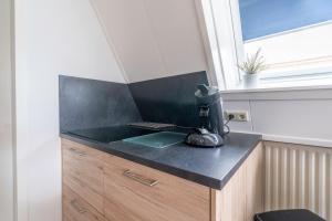 a kitchen with a mixer on a counter next to a window at Anna 222 in De Koog +5 photos