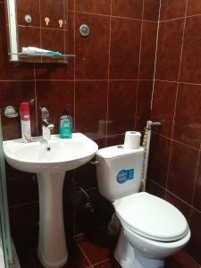 een badkamer met een toilet en een wastafel bij Cozy apartment in Sololaki in Tbilisi City
