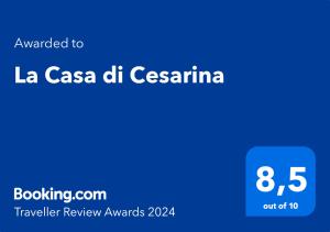 Certifikát, ocenenie alebo iný dokument vystavený v ubytovaní La Casa di Cesarina
