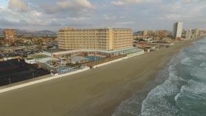 an aerial view of a hotel on the beach at Hotel & Spa Entremares in La Manga del Mar Menor
