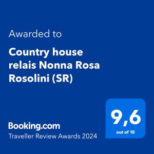 una schermata di un cellulare con il messaggio rilasciato al soccorso della contea Roma di Country house relais Nonna Rosa Rosolini (SR) a Siracusa