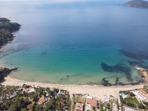 una vista aérea de una playa con un tiburón en el agua en Lido I Palmizi, en Capoliveri