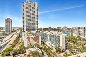 an aerial view of a city with tall buildings at Ocean View Balcony with Pool Gym Access in Hallandale Beach