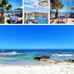 a collage of three pictures of the beach at Stunning Spacious 2-Bed Apartment in Liopetri in Liopetri