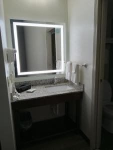 a bathroom with a sink and a mirror at Sleep Inn & Suites Kingsport TriCities Airport in Kingsport