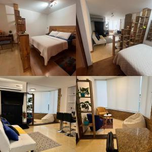 3 fotos de un dormitorio y una sala de estar en Lomas de las Mercedes, en Caracas