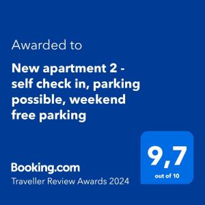 Сертифікат, нагорода, вивіска або інший документ, виставлений в New studio 3 - self check in, parking possible, weekend free parking