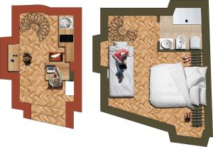 a floor plan of a room with a person in a bed at Grottino 3a Apartment in Rome